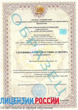 Образец сертификата соответствия аудитора №ST.RU.EXP.00005397-3 Камышин Сертификат ISO/TS 16949